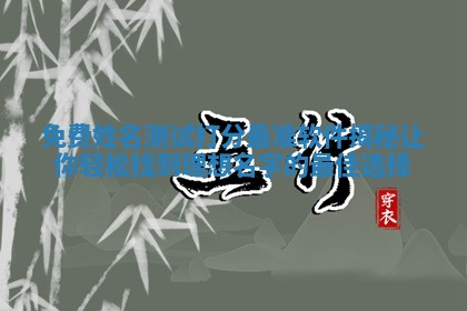 免费姓名测试打分 🌷 最准软件揭秘 🥂 让你轻松找到理想名字的最佳选择